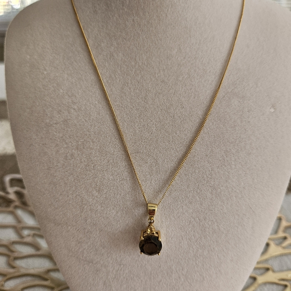 Smoky Quartz With Citrine Accent Gold Over 925 Silver Set - Picture 3 of 16